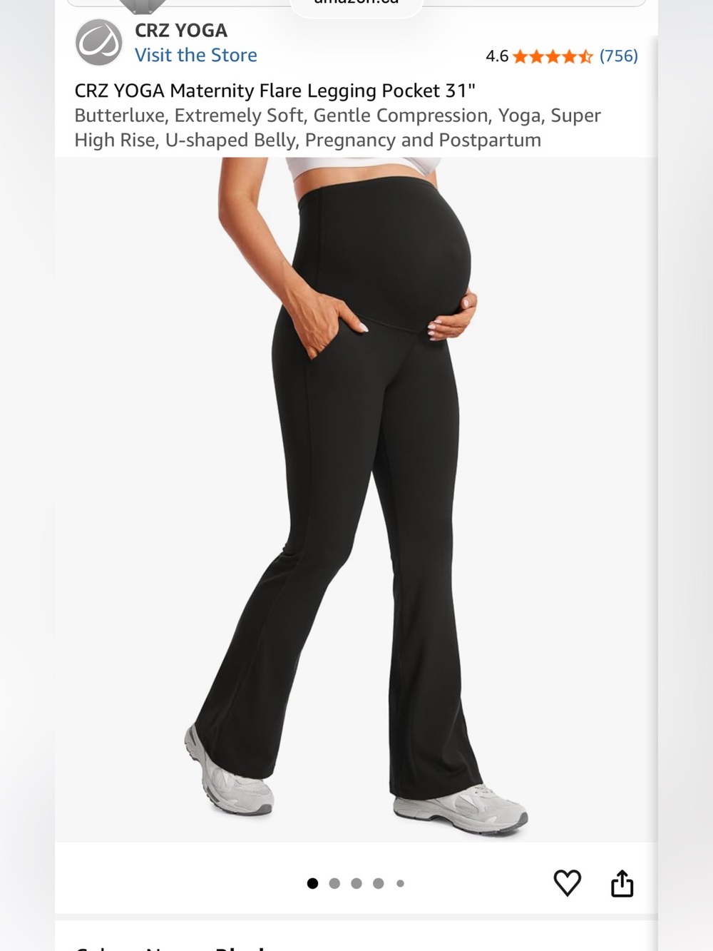 CRZ YOGA Black Maternity Flare Leggings with Pockets